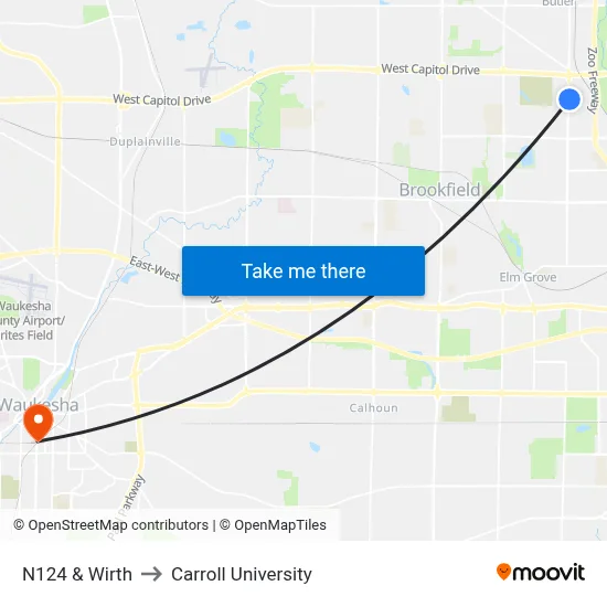 N124 & Wirth to Carroll University map