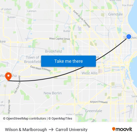 Wilson & Marlborough to Carroll University map