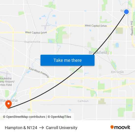 Hampton & N124 to Carroll University map