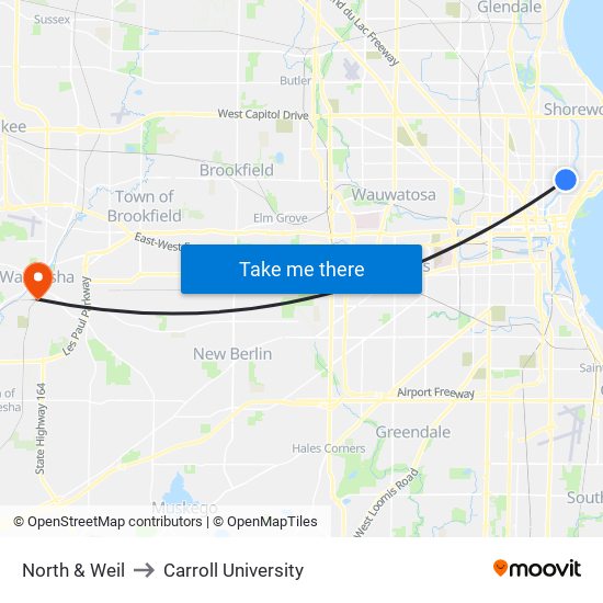 North & Weil to Carroll University map