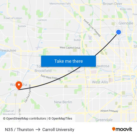 N35 / Thurston to Carroll University map