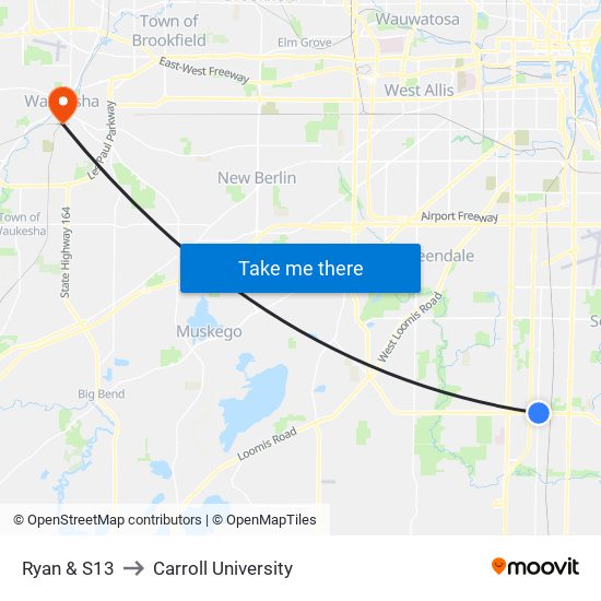 Ryan & S13 to Carroll University map