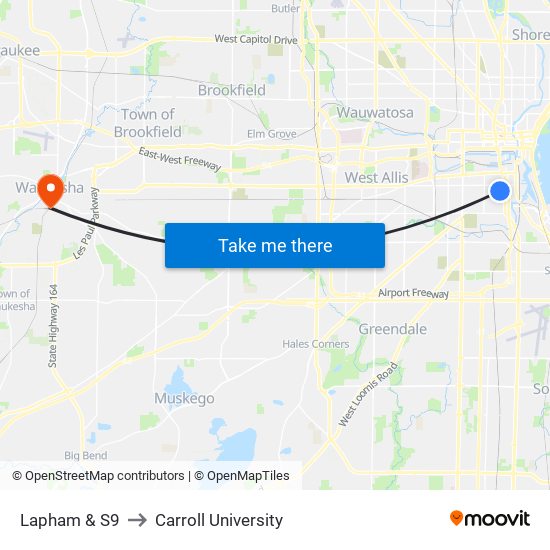 Lapham & S9 to Carroll University map