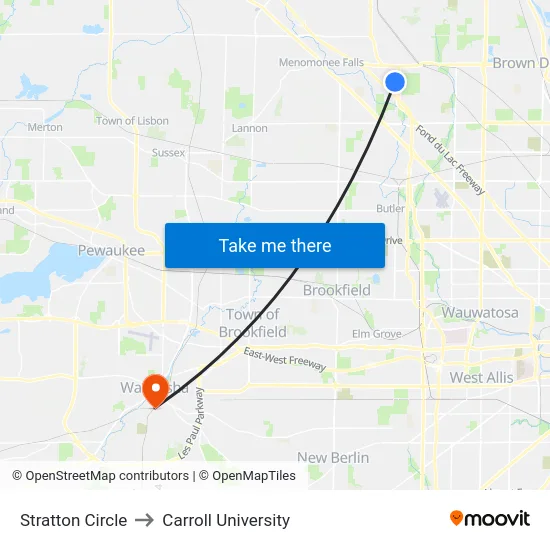 Stratton Circle to Carroll University map