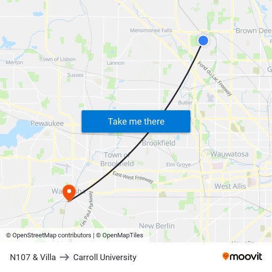 N107 & Villa to Carroll University map