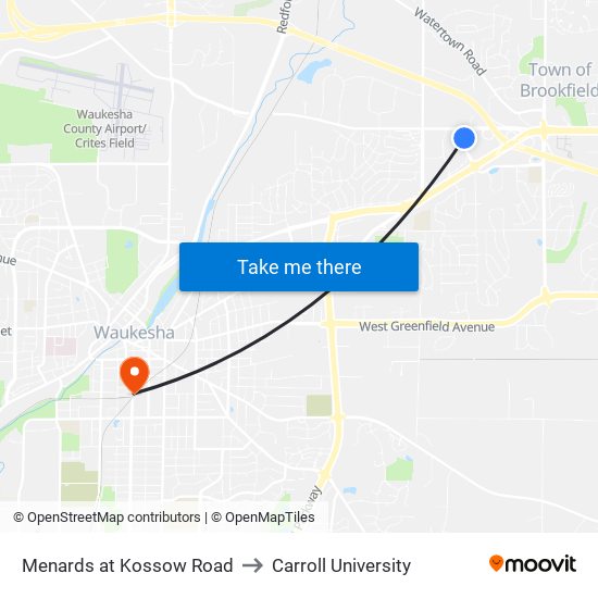 Menards at Kossow Road to Carroll University map
