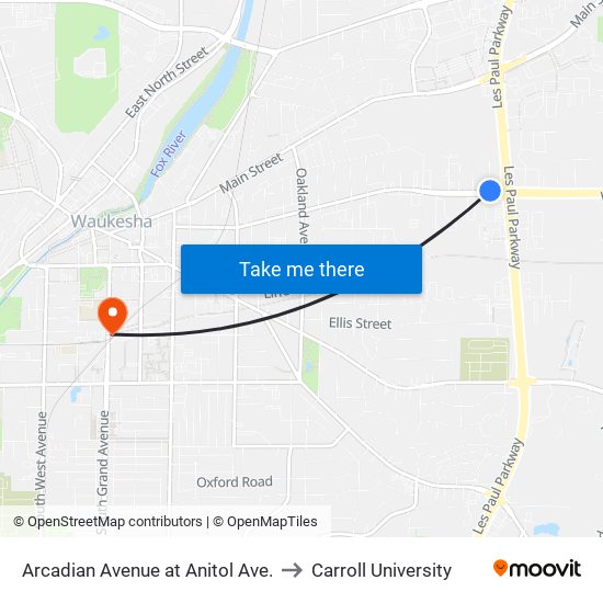 Arcadian Avenue at Anitol Ave. to Carroll University map