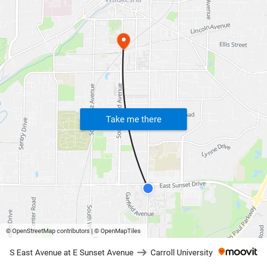 S East Avenue at E Sunset Avenue to Carroll University map