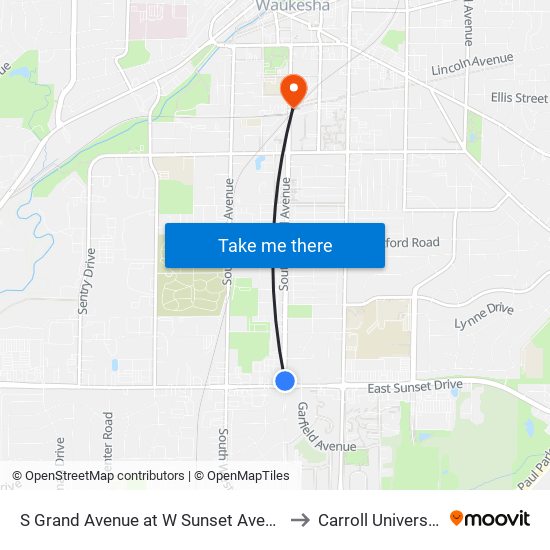 S Grand Avenue at W Sunset Avenue to Carroll University map