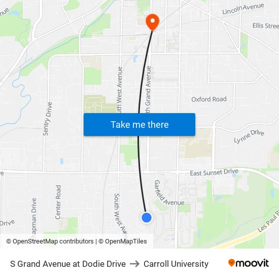 S Grand Avenue at Dodie Drive to Carroll University map