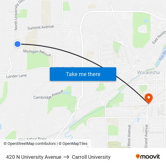 420 N University Avenue to Carroll University map