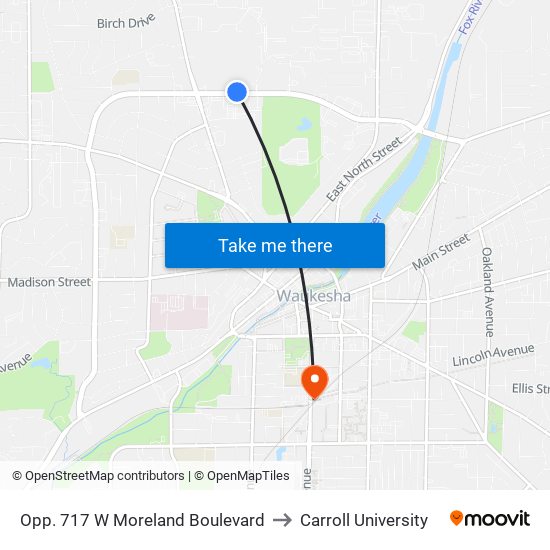 Opp. 717 W Moreland Boulevard to Carroll University map