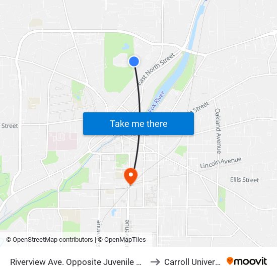 Riverview Ave. Opposite Juvenile Center to Carroll University map