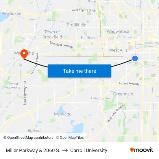 Miller Parkway & 2060 S. to Carroll University map