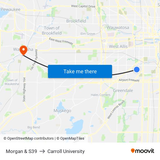 Morgan & S39 to Carroll University map