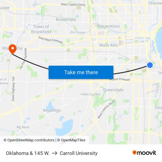 Oklahoma & 145 W. to Carroll University map