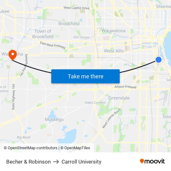 Becher & Robinson to Carroll University map