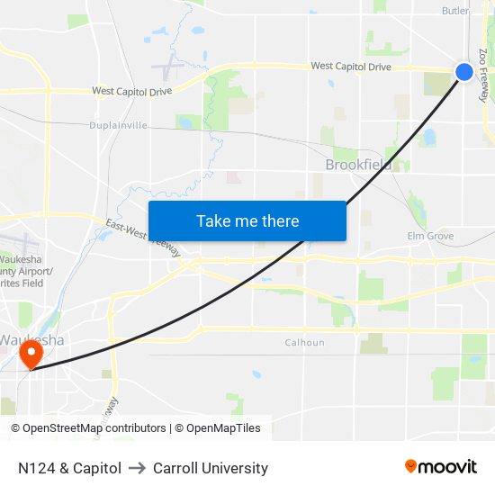 N124 & Capitol to Carroll University map