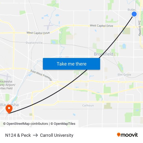 N124 & Peck to Carroll University map