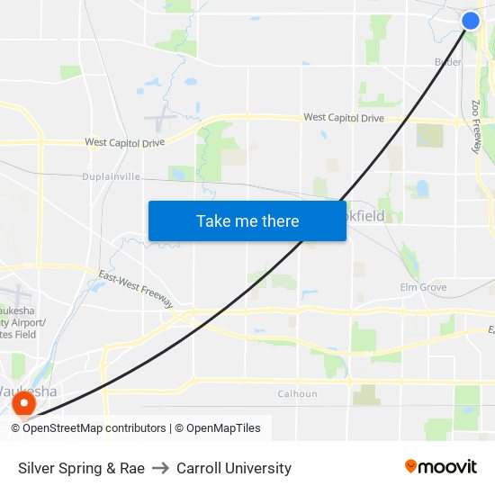Silver Spring & Rae to Carroll University map