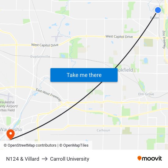 N124 & Villard to Carroll University map