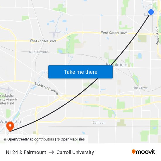 N124 & Fairmount to Carroll University map