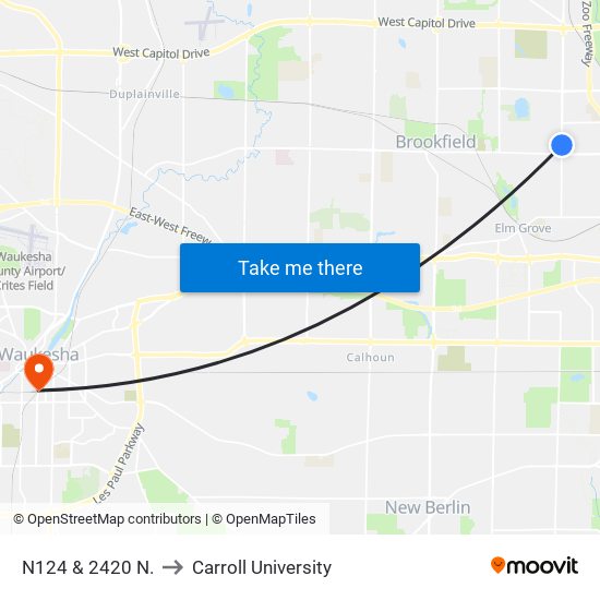 N124 & 2420 N. to Carroll University map