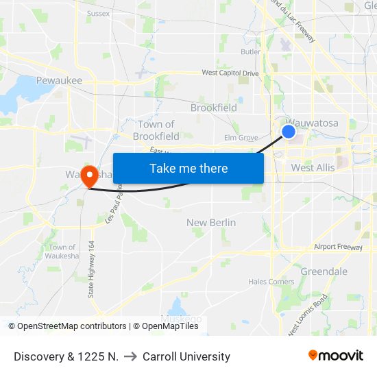 Discovery & 1225 N. to Carroll University map