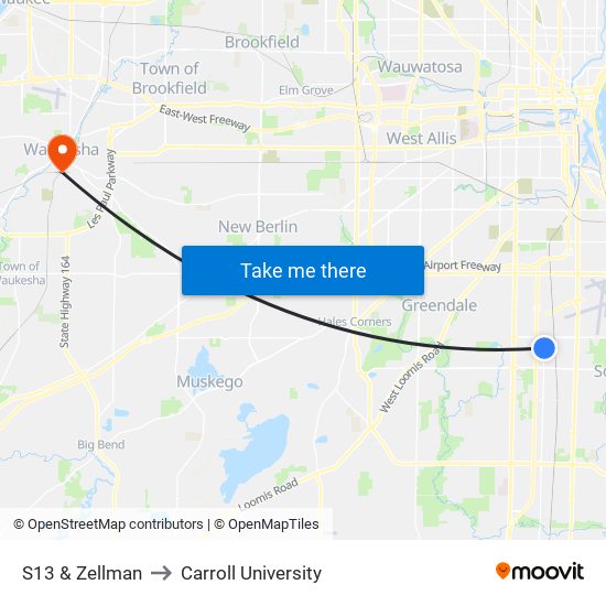 S13 & Zellman to Carroll University map