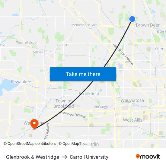 Glenbrook & Westridge to Carroll University map