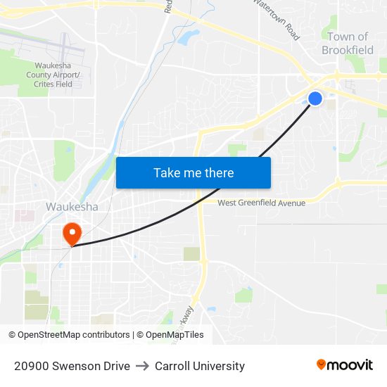 20900 Swenson Drive to Carroll University map