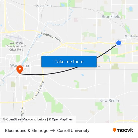 Bluemound & Elmridge to Carroll University map