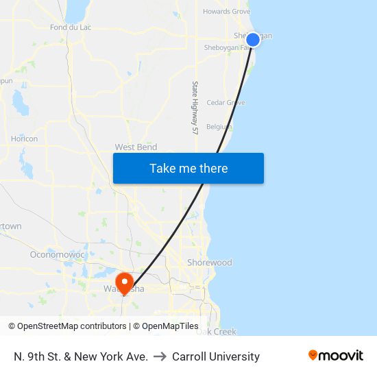 N. 9th St. & New York Ave. to Carroll University map