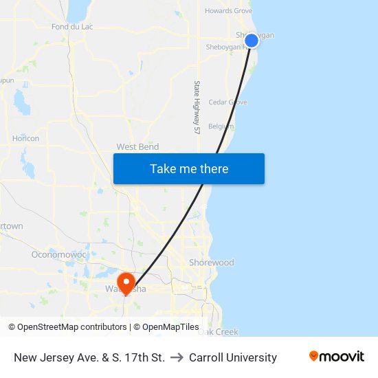 New Jersey Ave. & S. 17th St. to Carroll University map