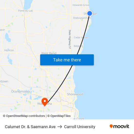 Calumet Dr. & Saemann Ave to Carroll University map