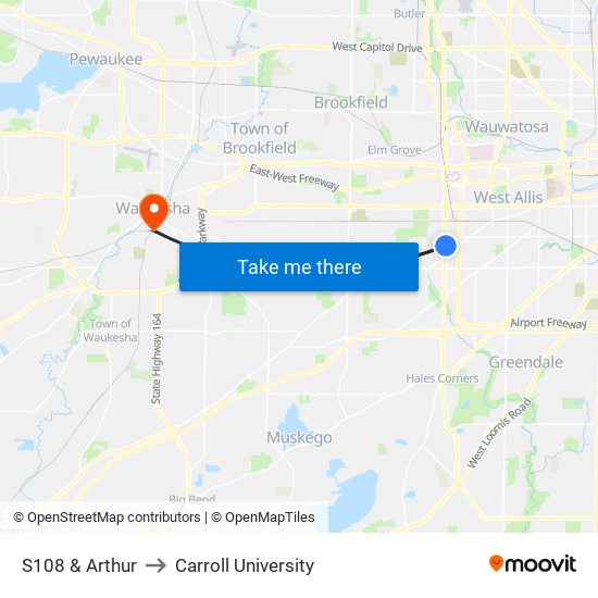 S108 & Arthur to Carroll University map