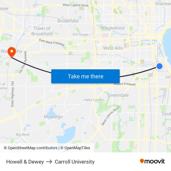 Howell & Dewey to Carroll University map