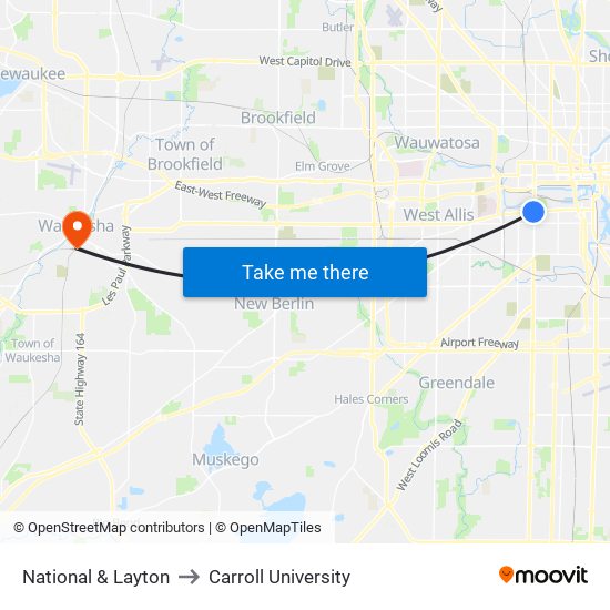 National & Layton to Carroll University map