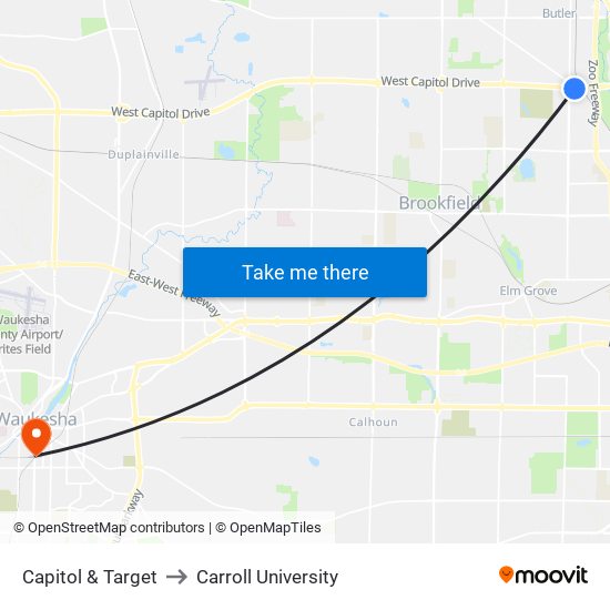 Capitol & Target to Carroll University map