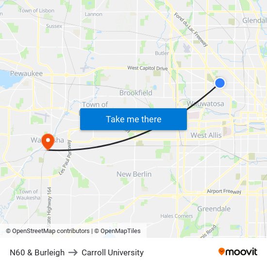 N60 & Burleigh to Carroll University map