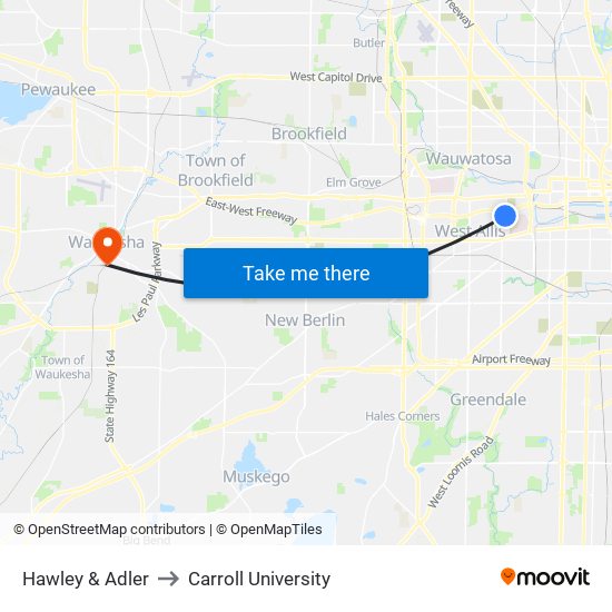 Hawley & Adler to Carroll University map