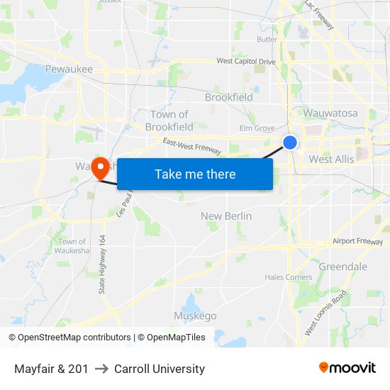 Mayfair & 201 to Carroll University map