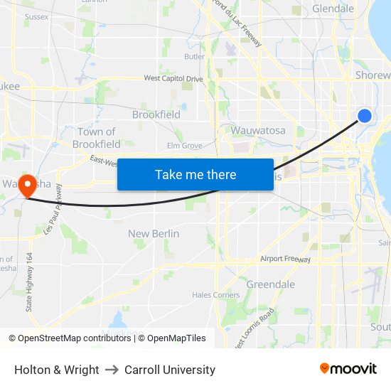 Holton & Wright to Carroll University map