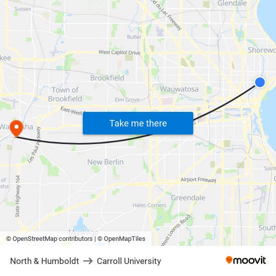 North & Humboldt to Carroll University map