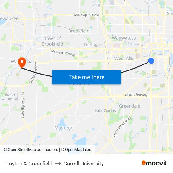 Layton & Greenfield to Carroll University map