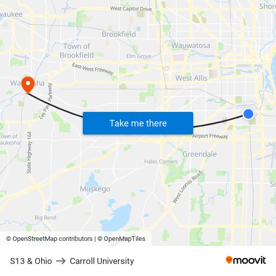 S13 & Ohio to Carroll University map