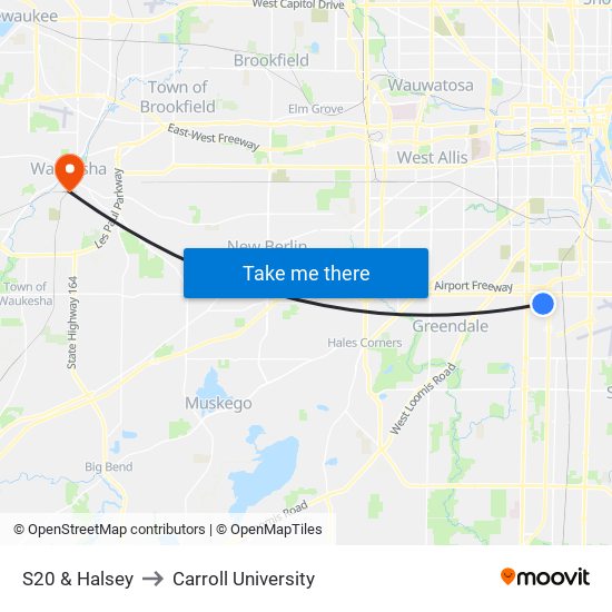 S20 & Halsey to Carroll University map