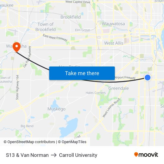 S13 & Van Norman to Carroll University map