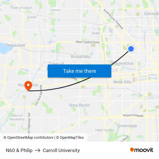 N60 & Philip to Carroll University map