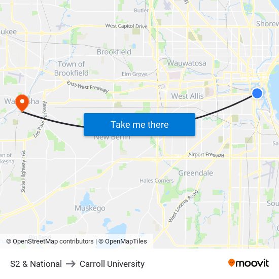 S2 & National to Carroll University map